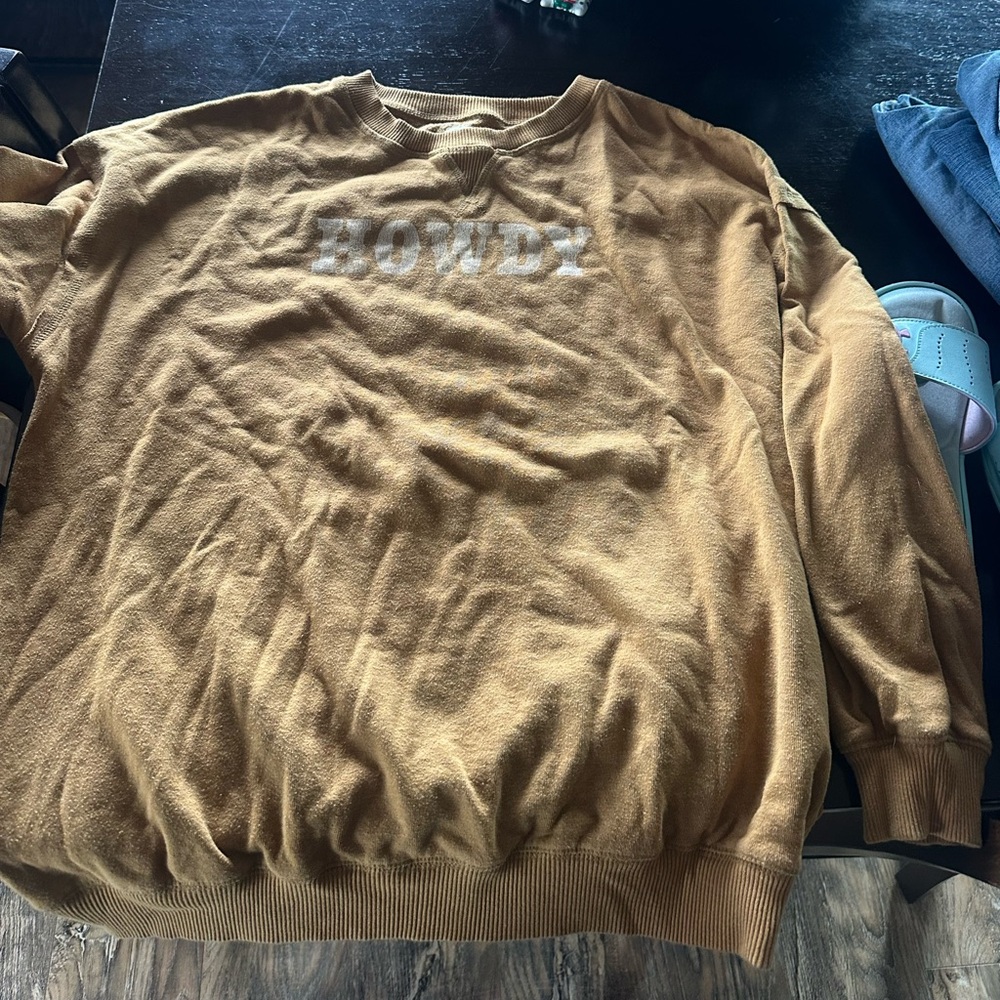 Aeropostale Tan Western Crewneck Sweater